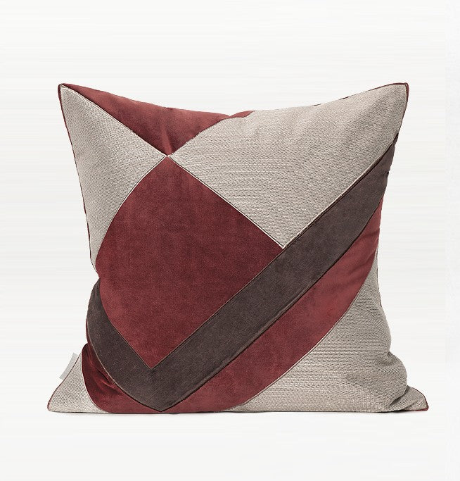 Simple Modern Pillows, Modern Sofa Pillows, Decorative Pillows for Couch, Contemporary Throw Pillows, Dard Red Beige Pillows for Living Room