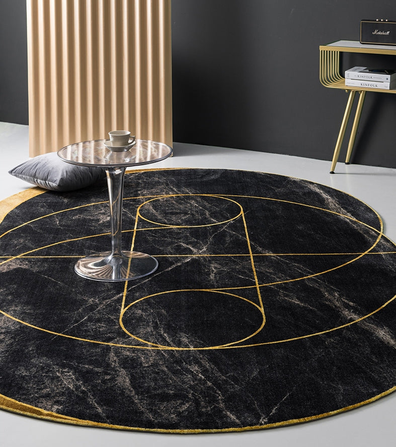 Large Black Area Rugs for Bedroom, Modern Area Rugs for Living Room, Black Geometric Floor Carpets, Contemporary Area Rug for Dining Room