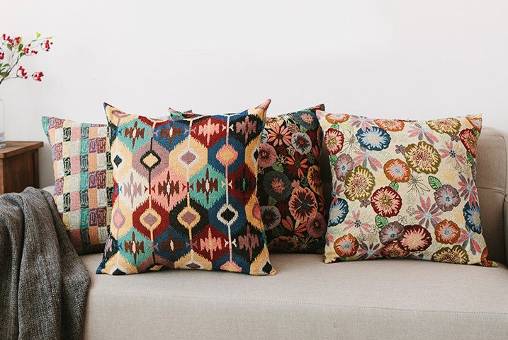 Bohemian Decorative Sofa Pillows. Decorative Throw Pillows. Geometric Pattern Chenille Throw Pillow for Living Room