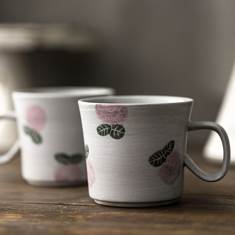 Handmade Pottery Coffee Cup.  Rose Ceramic Coffee Mug. Cappuccino Coffee Cup. Tea Cup