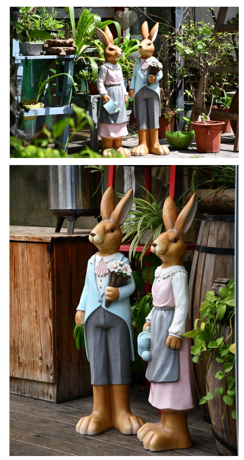 Extra Large Rabbit Couple Statue. Rabbit Statues. Animal Statue for Garden Ornament. Villa Courtyard Decor. Outdoor Decoration. Garden Ideas