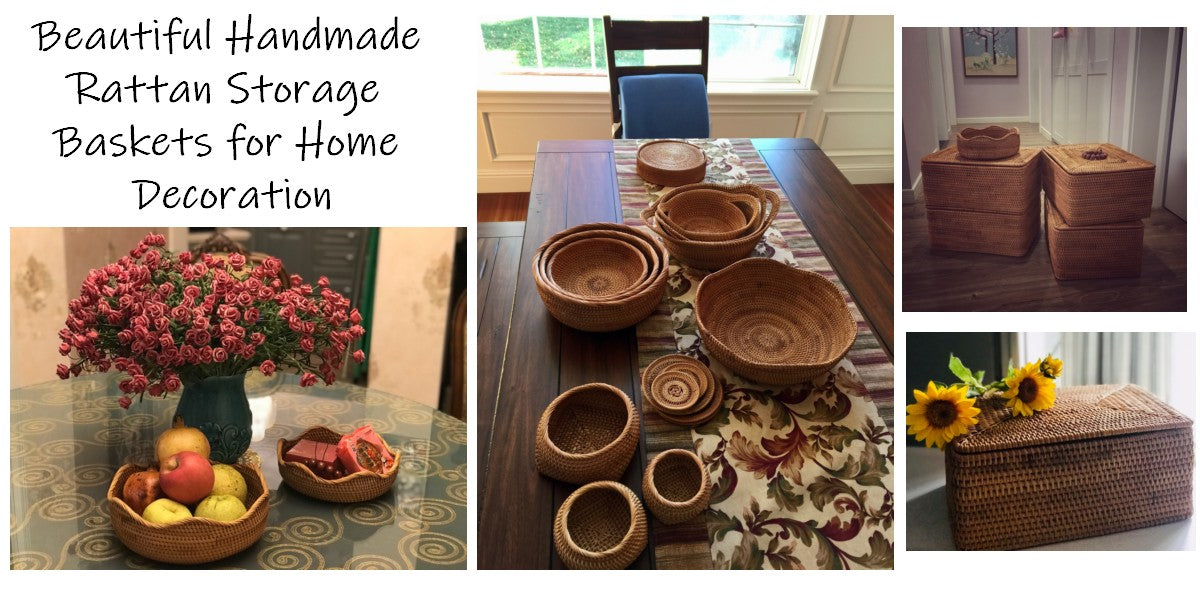 rattan storage baskets for shelves, storage baskets with lids, round storage baskets for kitchen