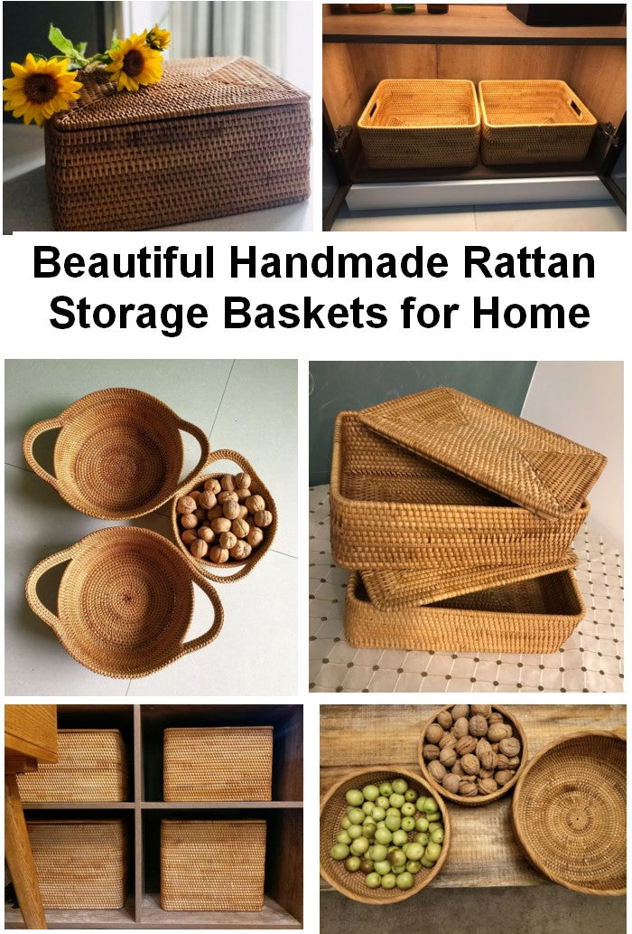 Storage baskets for kitchen, storage basket for bathroom, large storage basket, rattan storage baskets