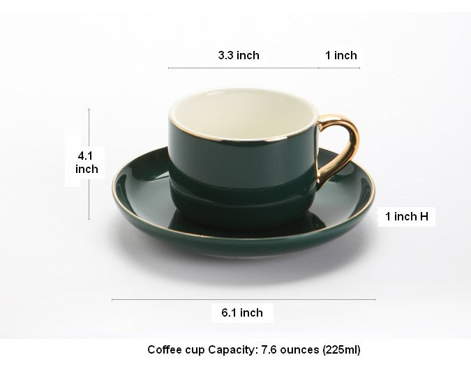 Green Coffee Cup, Green Coffee Mug, Tea Cup, Ceramic Cup, Coffee Cup and Saucer Set