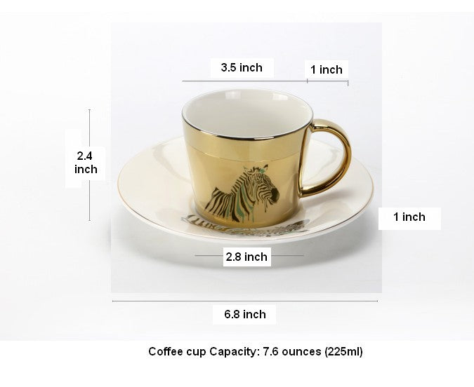 Golden Coffee Cup. Silver Coffee Mug. Large Coffee Cups. Tea Cup. Ceramic Coffee Cup. Coffee Cup and Saucer Set