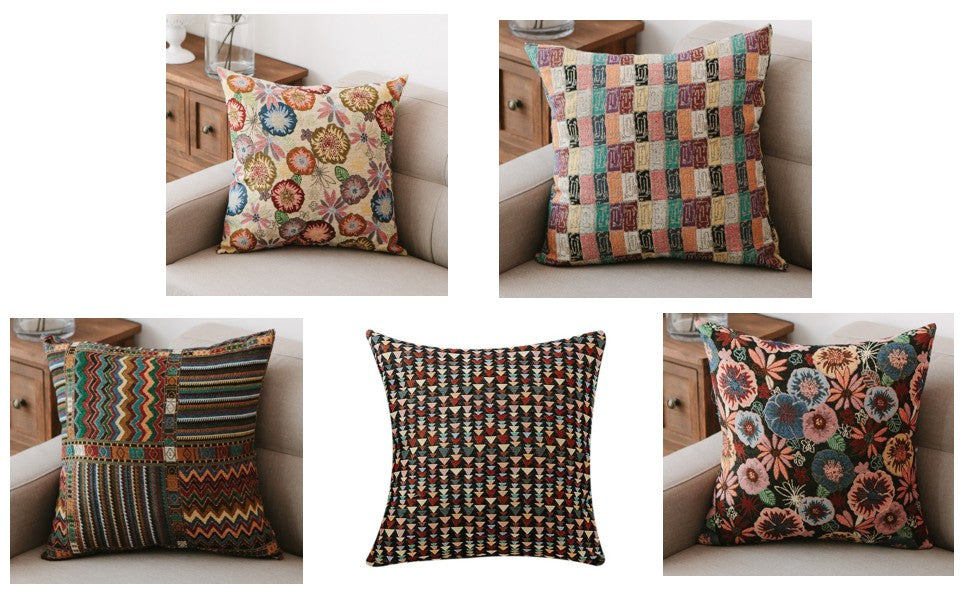 Bohemian Decorative Sofa Pillows. Decorative Throw Pillows. Geometric Pattern Chenille Throw Pillow for Living Room