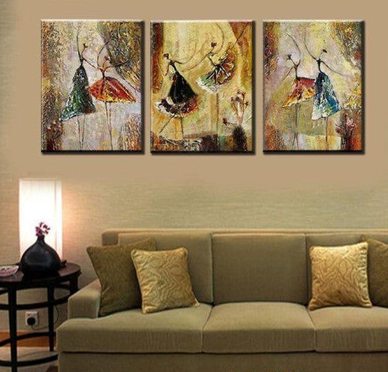 Abstract Acrylic Painting, Ballet Dancers Painting, Canvas Painting for Dining Room, Modern Paintings for Sale