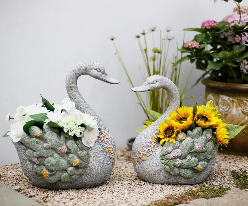 Extra Large Swan Flower Pot, Animal Statue for Garden Ornament, Swan Statues