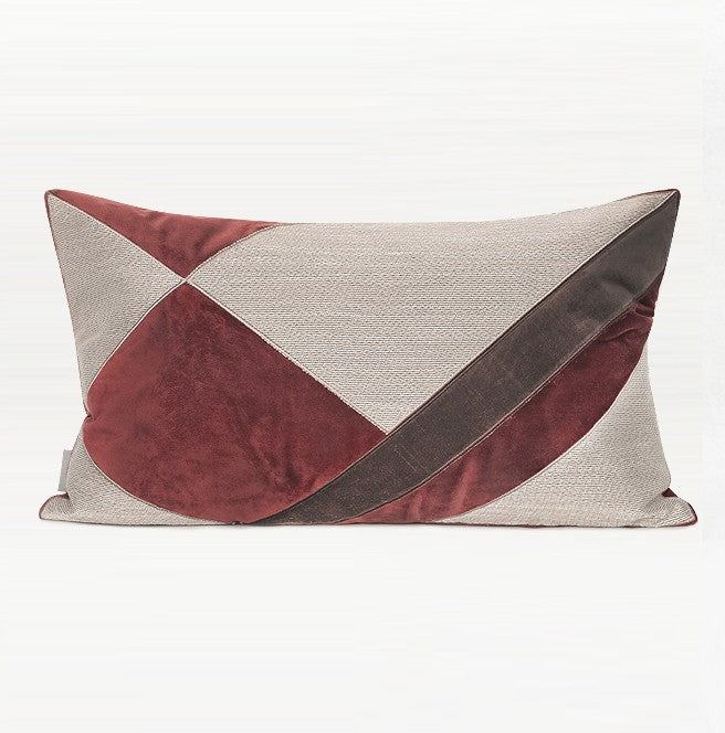 Contemporary Throw Pillows, Simple Modern Pillows, Modern Sofa Pillows, Decorative Pillows for Couch, Dard Red Beige Pillows for Living Room