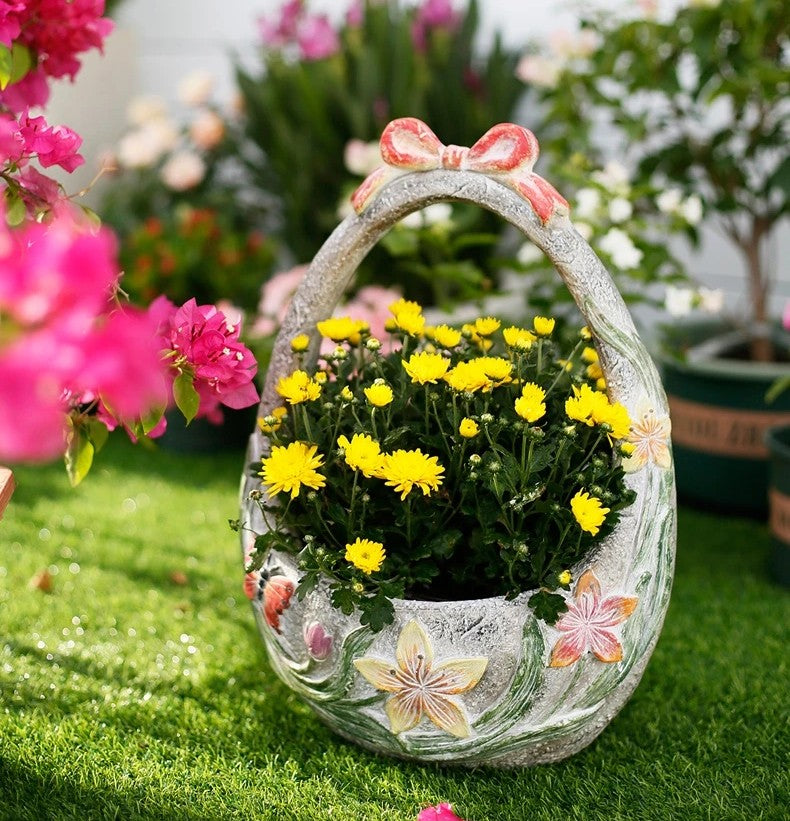 Extra Large Flower Basket Flower Pot, Garden Ornaments, Rustic Outdoor Decoration, Garden Ideas