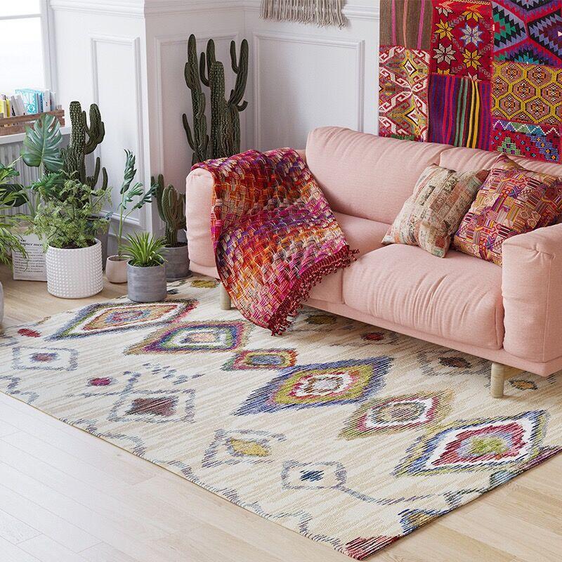 Living Room Modern Area Rugs, Dining Room Rugs, Oriental Bohemia Geometric Rugs, Floor Rugs for Bedroom, Kitchen Rugs