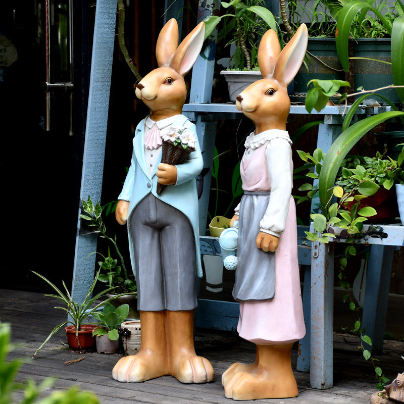 Extra Large Rabbit Couple Statue. Rabbit Statues. Animal Statue for Garden Ornament. Villa Courtyard Decor. Outdoor Decoration. Garden Ideas