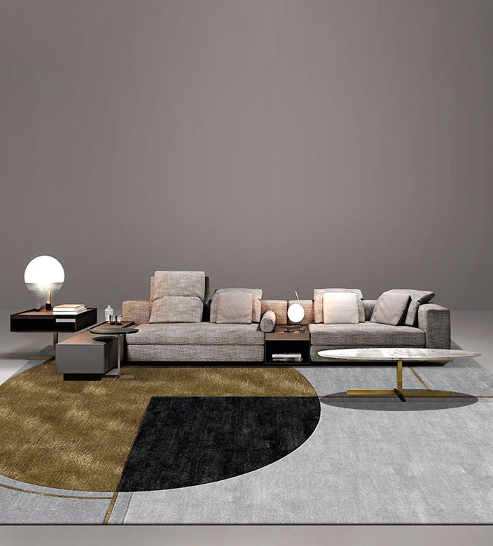 Modern Rugs for Bedroom, Large Grey Brown Rugs for Living Room, Contemporary Rug for Dining Room, Geometric Floor Rugs for Office