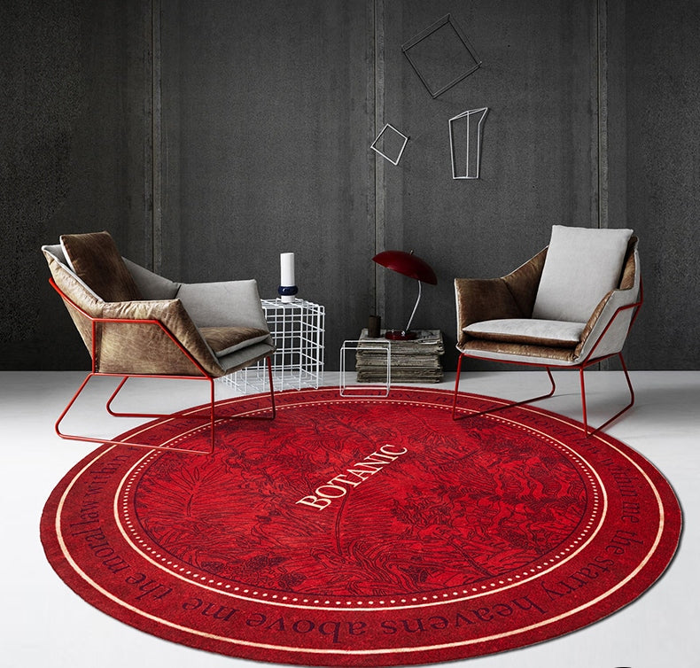 Red Round Area Rugs Dining Room Modern, Red And Grey Round Area Rug