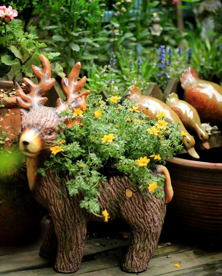 Extra Large Elk Statue, Elk Flower Pot, Animal Statue for Garden Ornament, Villa Courtyard Decor
