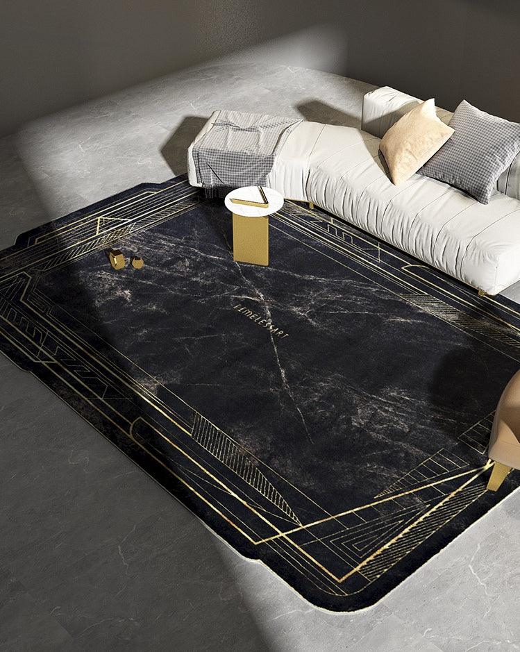 Modern Area Rugs for Living Room, Large Black Area Rugs for Bedroom, B