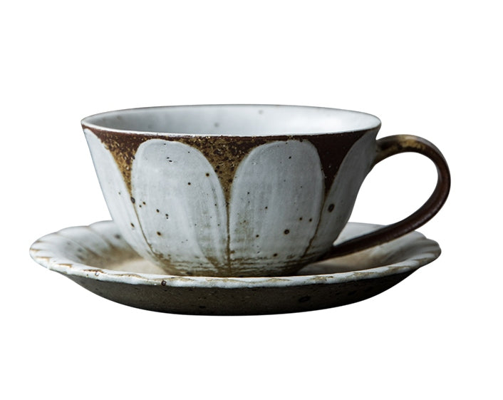 Cappuccino Coffee Mug. Daisy Flower Pattern Coffee Cup. Breakfast Milk Cups. Latte Coffee Cup. Tea Cup. Coffee Cup and Saucer Set