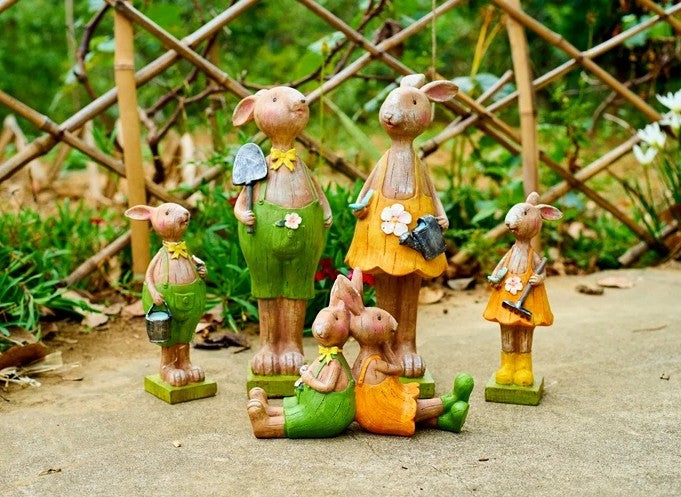 Deligent Rabbit Family Statue for Garden, Animal Statue for Garden Courtyard Ornament