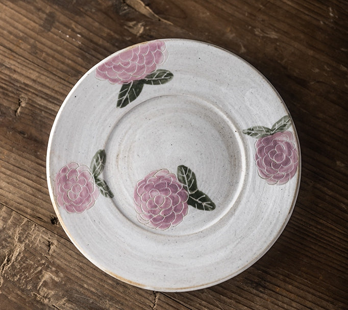 Rose Flower Pattern Coffee Cup. Tea Cup. Pottery Coffee Cups. Coffee Cup and Saucer Set