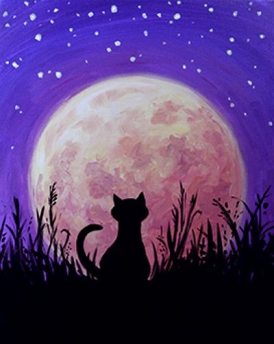 50 Easy DIY Oil Painting Ideas, Easy Landscape Painting Ideas for Beginners, Cat Moon Painting, Simple Acrylic Canvas Art Techniques