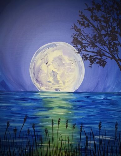 50 Easy DIY Oil Painting Ideas, Easy Landscape Painting Ideas for Beginners, Big Moon Painting, Simple Acrylic Canvas Art Techniques