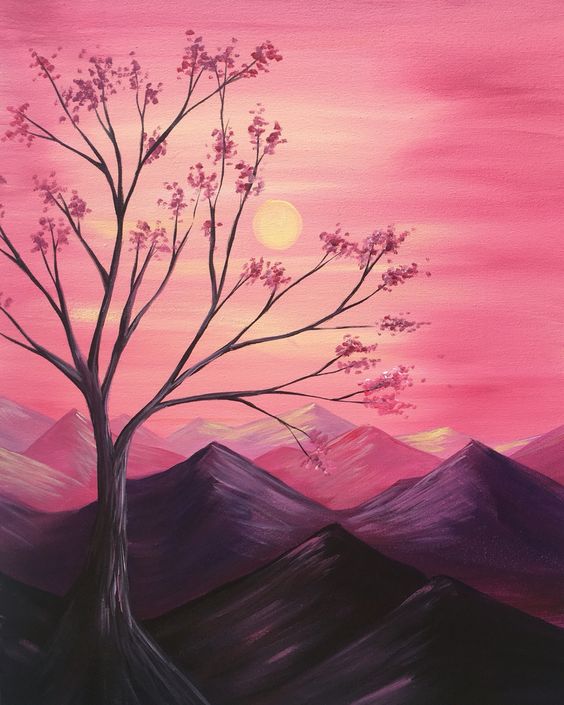 50 Easy DIY Oil Painting Ideas, Easy Landscape Painting Ideas for Beginners, Easy Tree Painting, Simple Acrylic Canvas Art Techniques