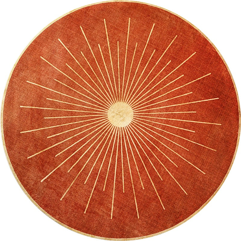 Round Area Rug for Dining Room, Orange Modern Area Rug, Large Floor Rugs for Living Room, Contemporary Area Rugs for Bedroom
