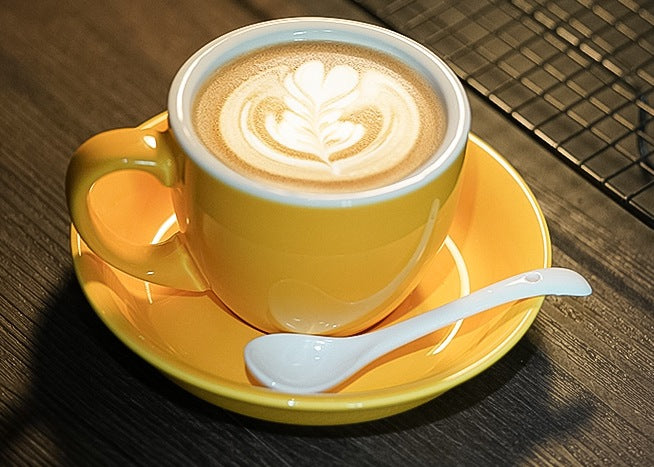 Yellow Coffee Cup. Yellow Tea Cup. Cappuccino Coffee Mug. Ceramic Coffee Cup. Coffee Cup and Saucer Set