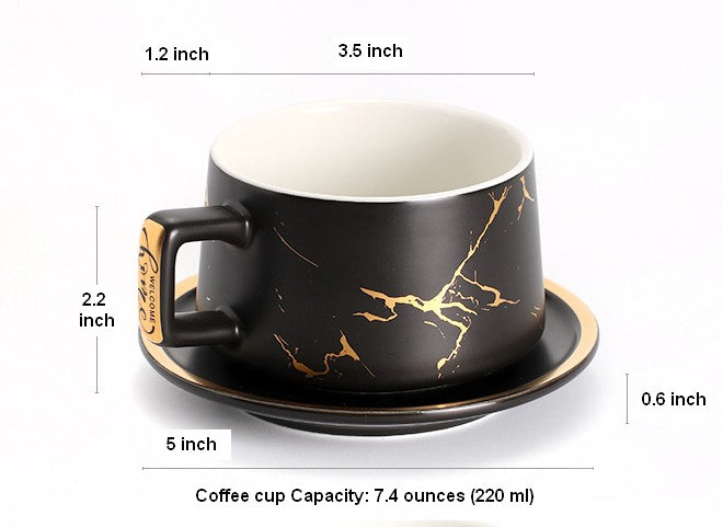 Black Coffee Cup, Ceramic Coffee Mug, Tea Cup, Ceramic Cup, Coffee Cup and Saucer Set
