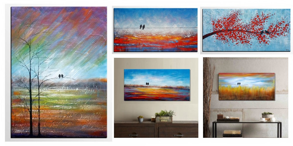 Bird Painting, Love Birds Painting, Simple Acrylic Paintings, Wall Art Paintings, Modern Canvas Paintings, Acrylic Love Birds Painting, Dining Room Wall Art Ideas