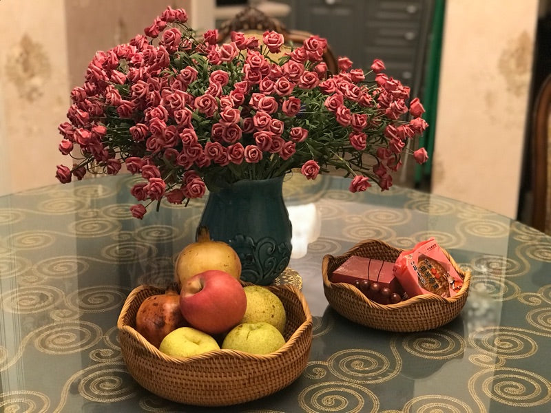 Round storage baskets, storage basket for dining room, handmade rattan baskets, small storage baskets