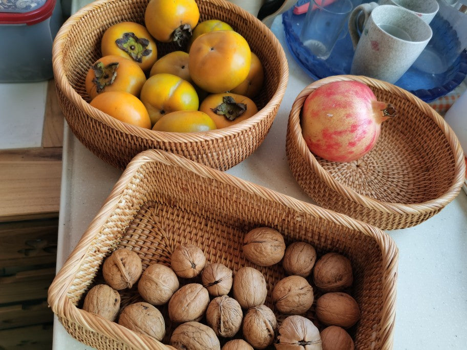 Small storage baskets, round storage basket, storage basket for kitchen, rattan storage basket