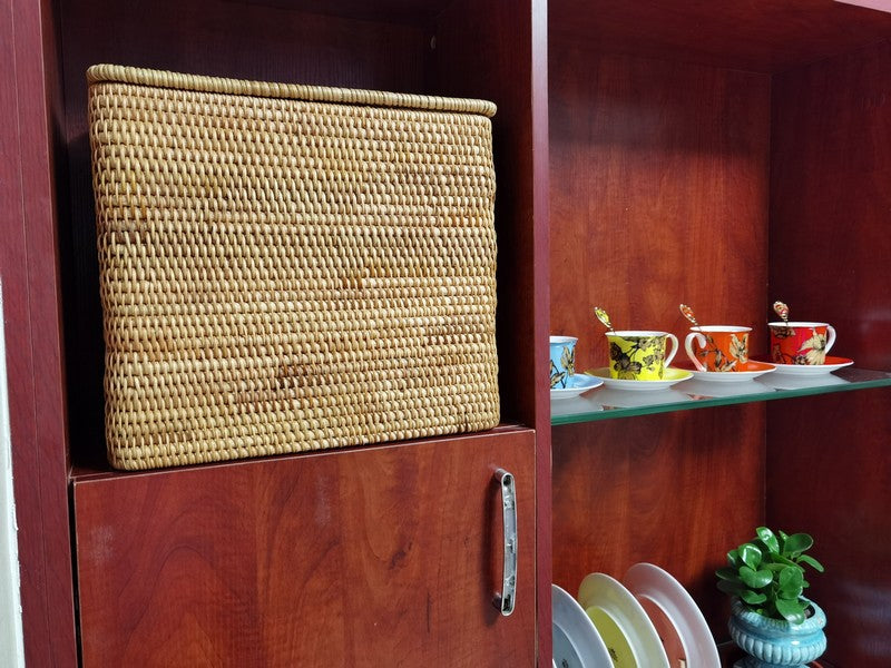 Large storage baskets, storage basket with lip, wicker storage basket for kitchen and living room