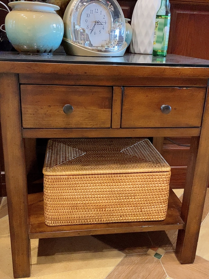 Rectangular storage baskets, hand woven storage basket with lids, rattan storage baskets, storage basket for toys and clothes