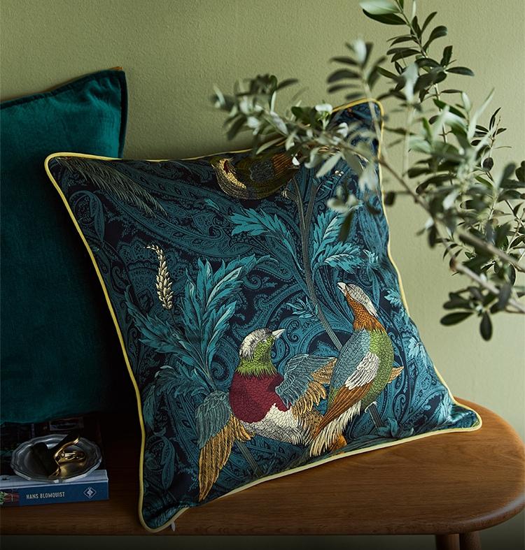 Beautiful Decorative Throw Pillows, Nightingales Cotton Pillow Cover, Decorative Sofa Pillows for Living Room, Bird Decorative Pillows