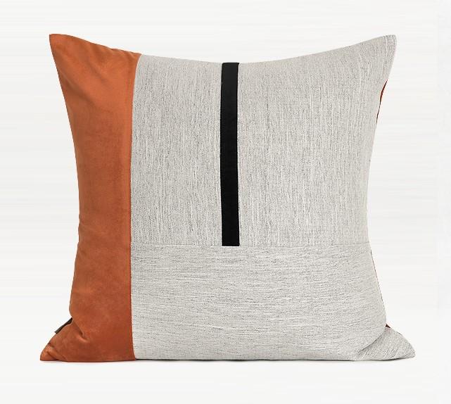 Orange Black Gray Square Pillows, Modern Throw Pillow, Modern Sofa Pillows, Decorative Pillows for Couch, Decorative Pillows for Living Room