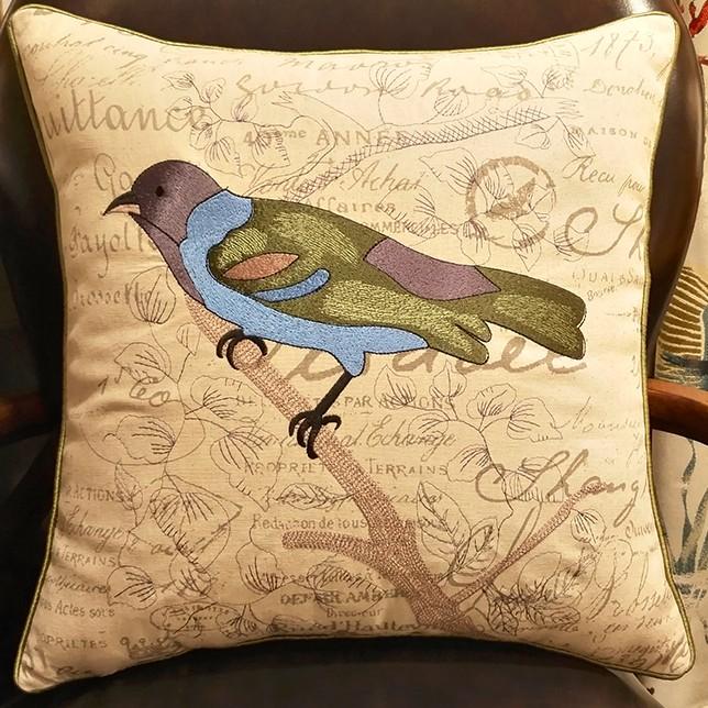 Decorative Throw Pillows, Bird Throw Pillows, Pillows for Farmhouse, Sofa Throw Pillows, Embroidery Throw Pillows, Rustic Pillows for Couch