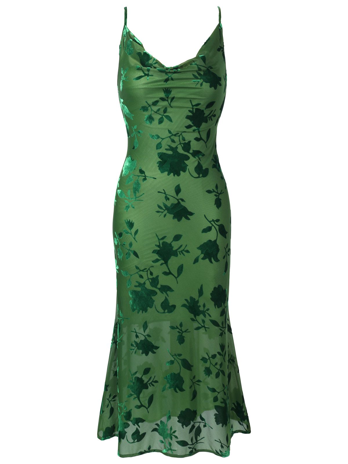 Retro Style Green 1960s Floral Vintage Dress