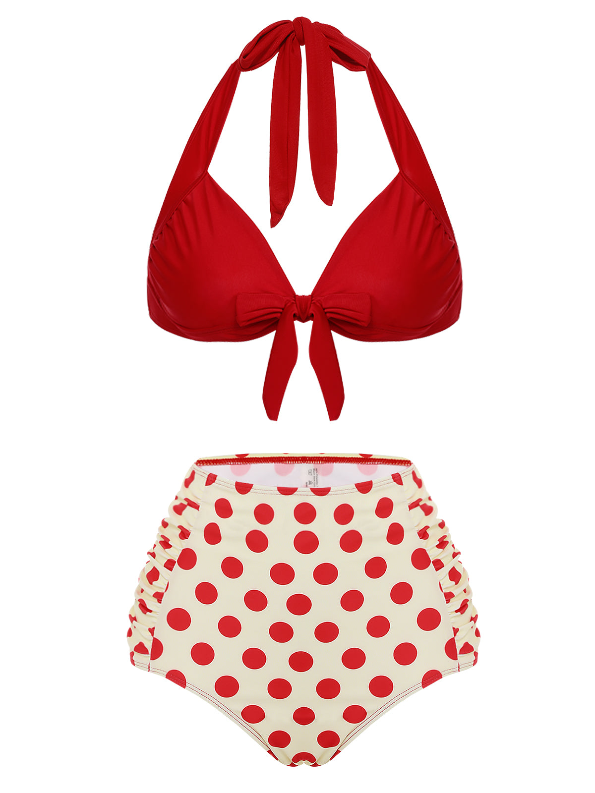 Red Polka Dots Halter Bikini Set