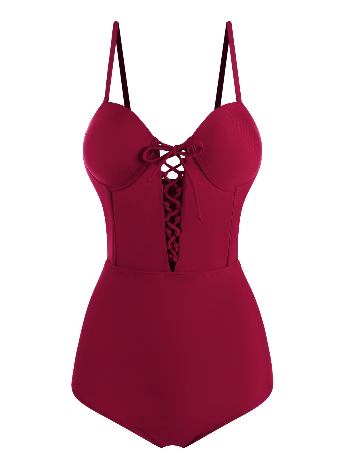 Retro Spaghetti Strap One-piece Swimsuit Wind Red