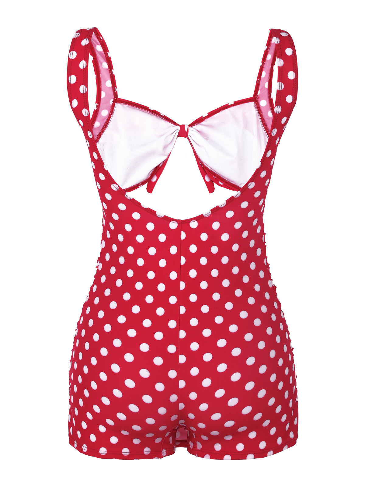 Red Polka Dot Strap One-Piece Swimsuit