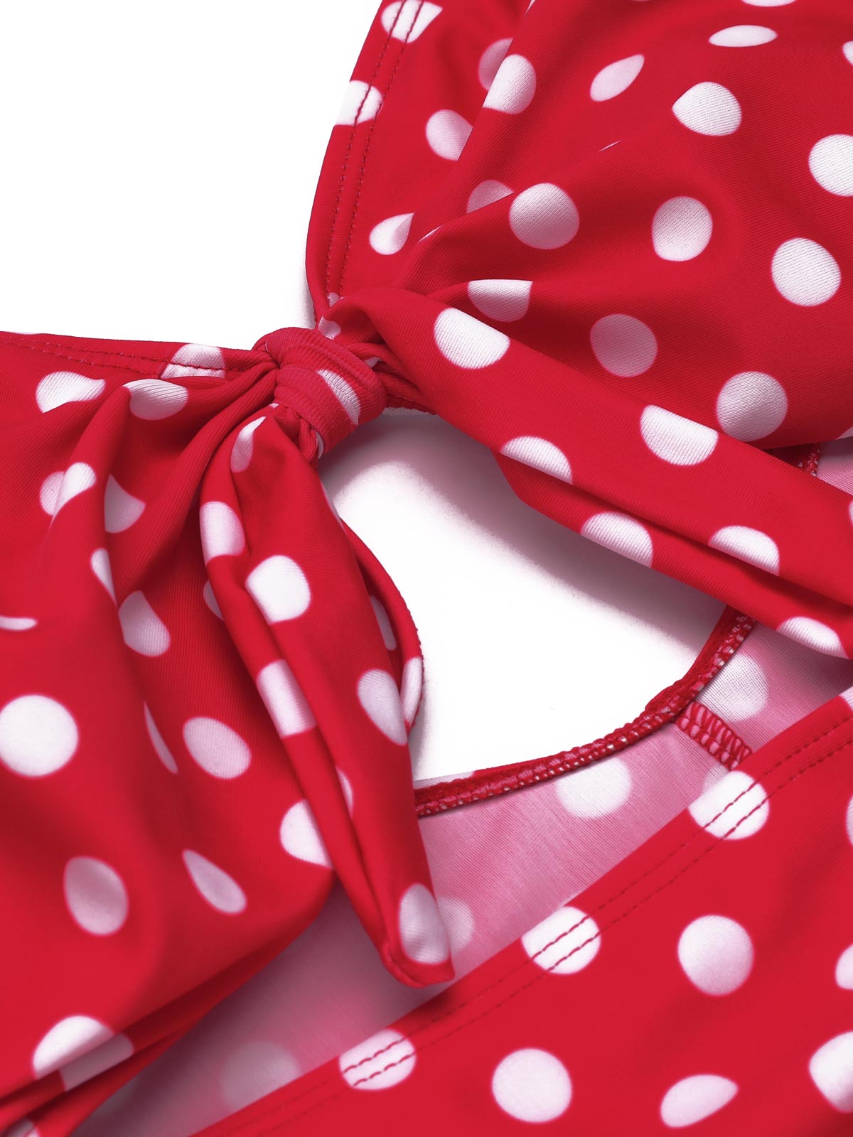 Red Polka Dot Strap One-Piece Swimsuit