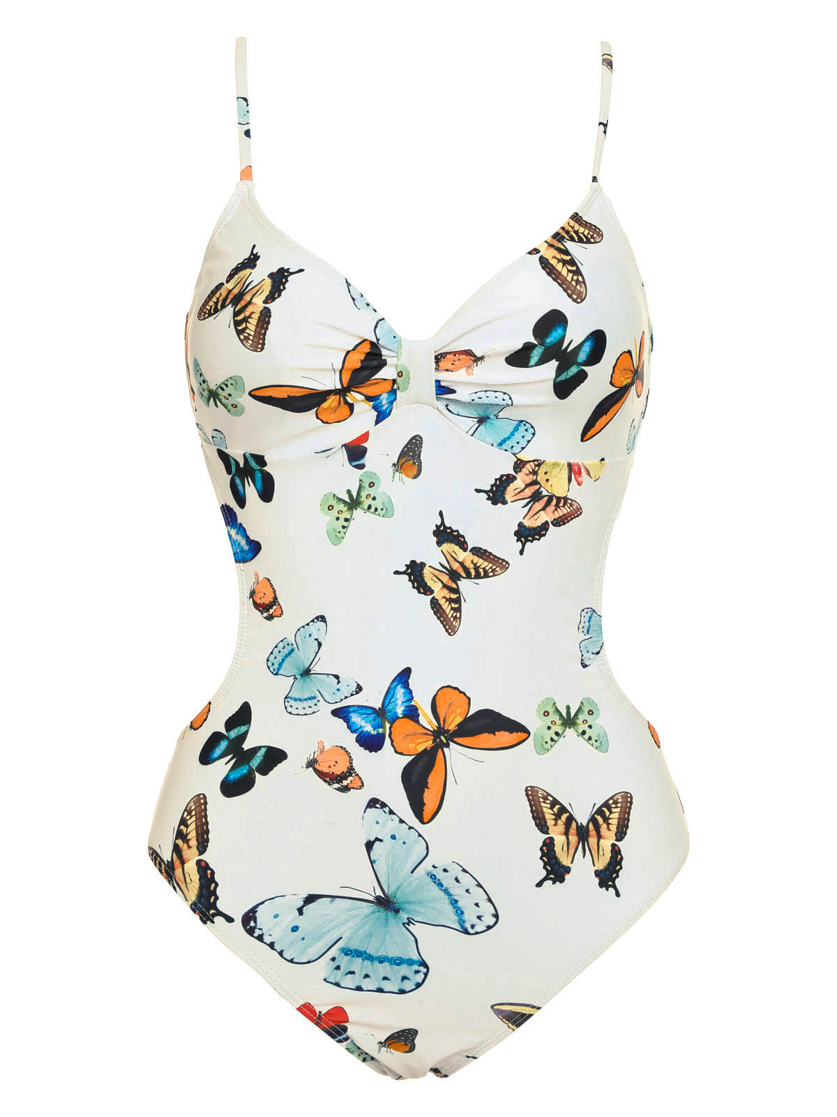 Retro Stage Butterflys Strap One-piece Swimsuit & Cover-up Skirt