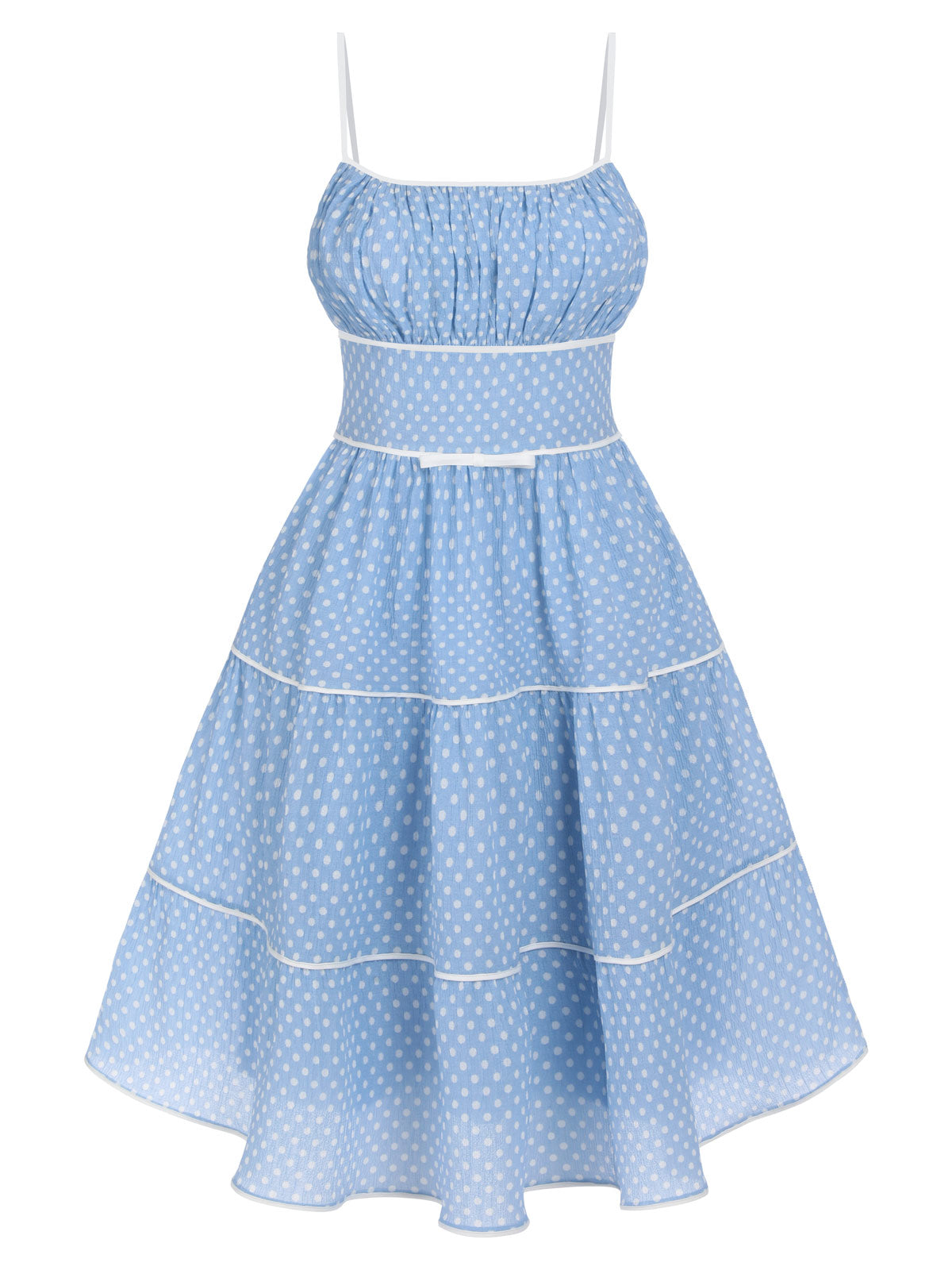Retro Stage 1950s Strap Polka Dot Swing Dress Sky Blue