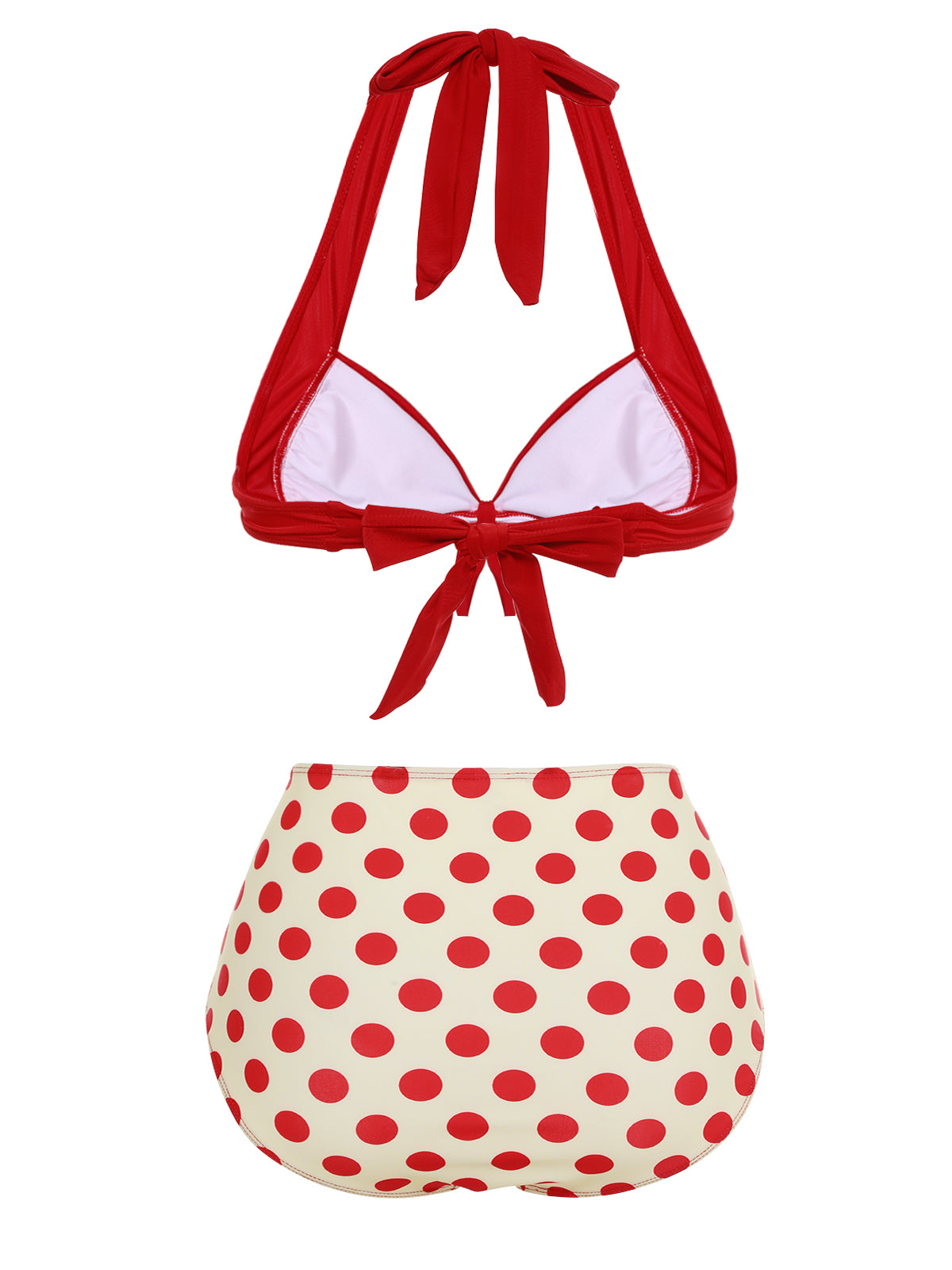 Red Polka Dots Halter Bikini Set