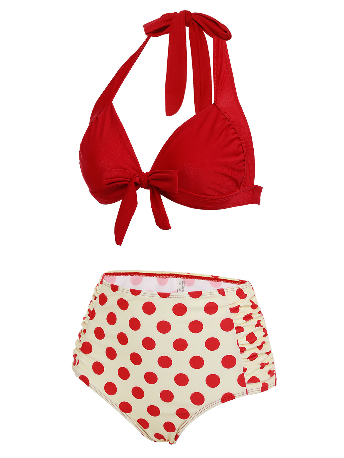 Red Polka Dots Halter Bikini Set