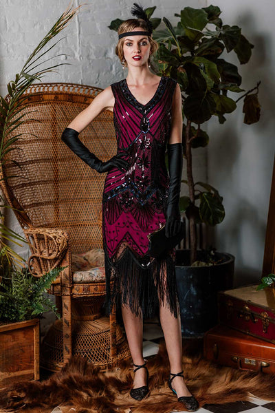 Above the Knee Vintage Fitted Sequined Side Zipper Tiered Dress