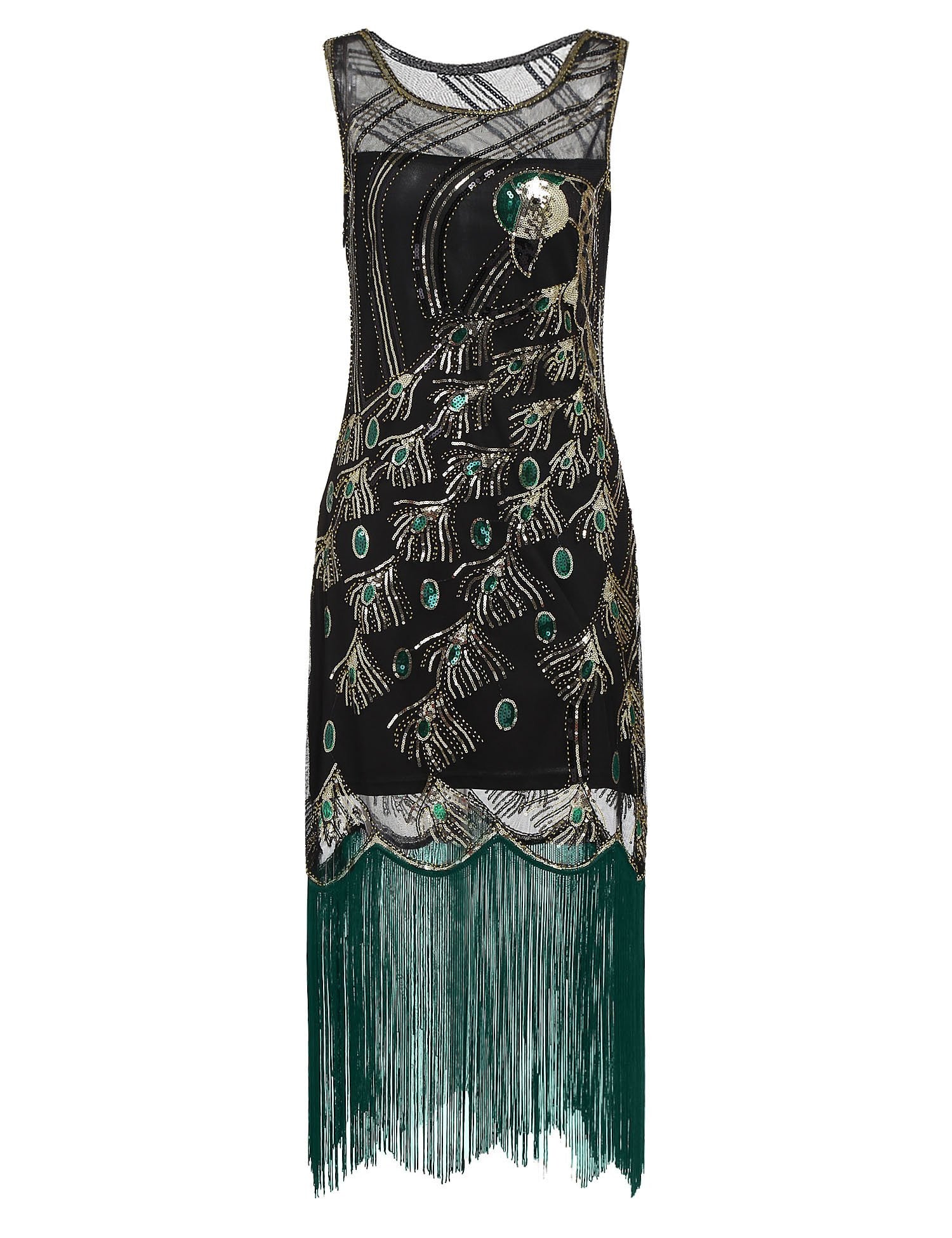 Retro Stage 1920s Sequin Flapper Dress Black,L