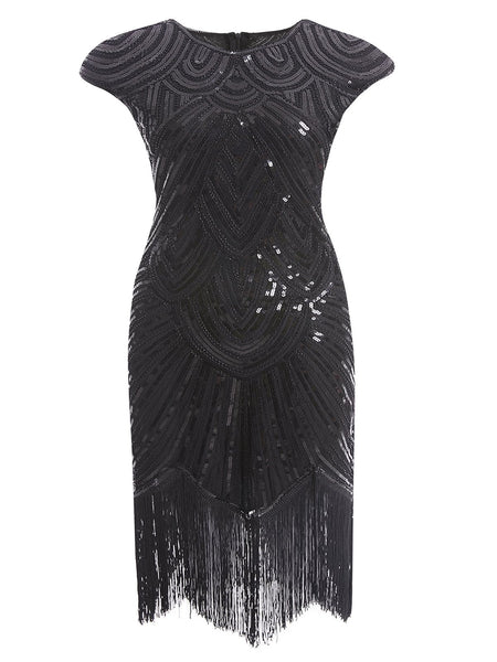 Modest Vintage Back Zipper Sequined Cocktail Above the Knee Party Dress