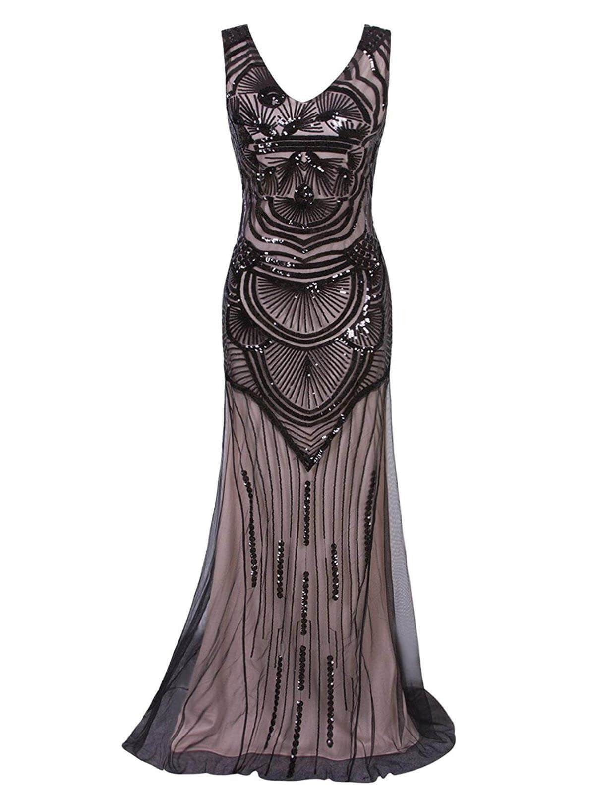 1920s Sequin Mermaid Maxi Dress